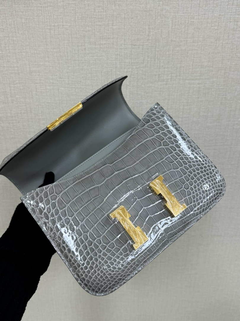 Hermes Constance Crocodile Leather Gray Gold H282263