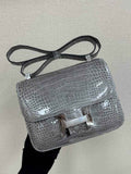 Hermes Constance Crocodile Leather Gray Silver H282262