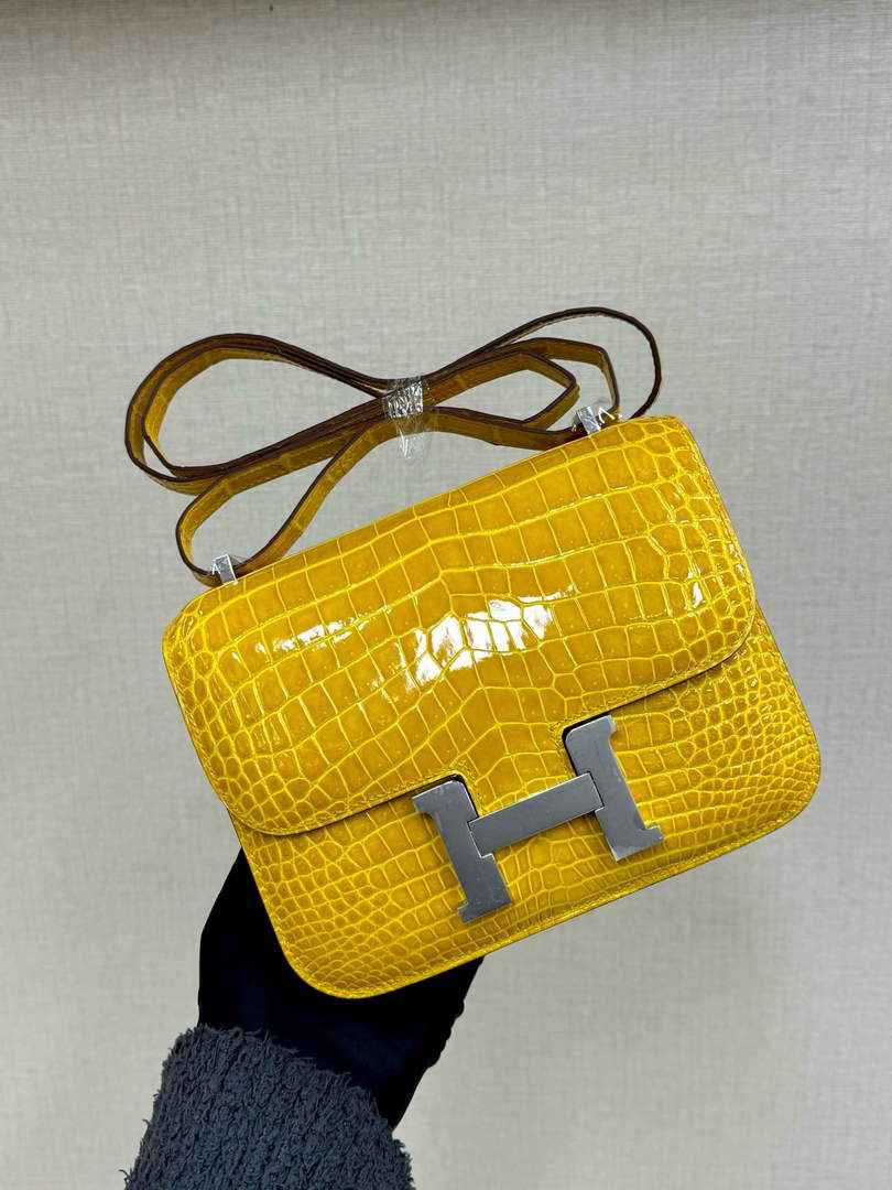 Hermes Constance Crocodile Leather Yellow Silver H282265