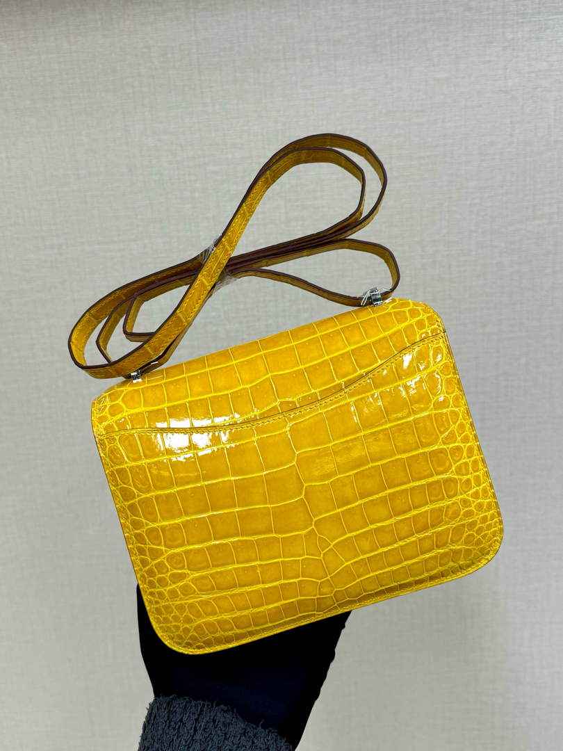Hermes Constance Crocodile Leather Yellow Silver H282265