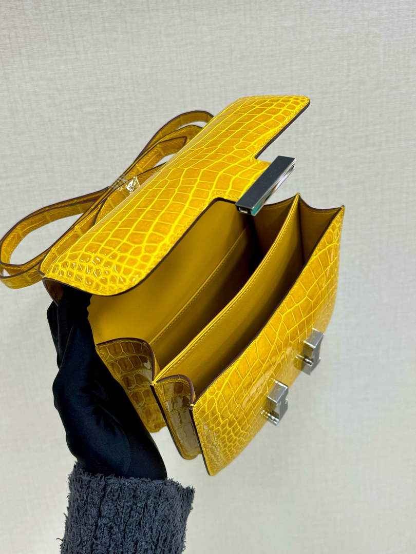 Hermes Constance Crocodile Leather Yellow Silver H282265