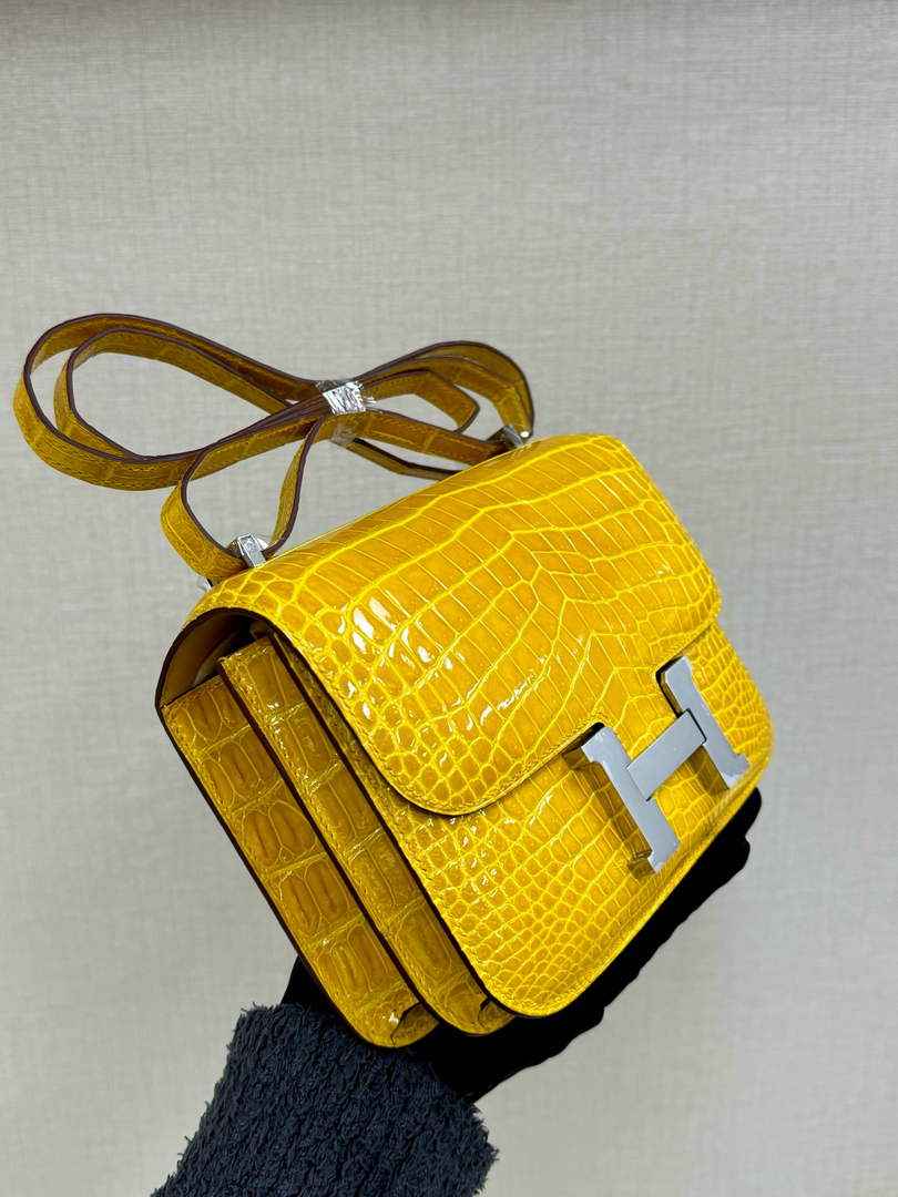 Hermes Constance Crocodile Leather Yellow Silver H282265