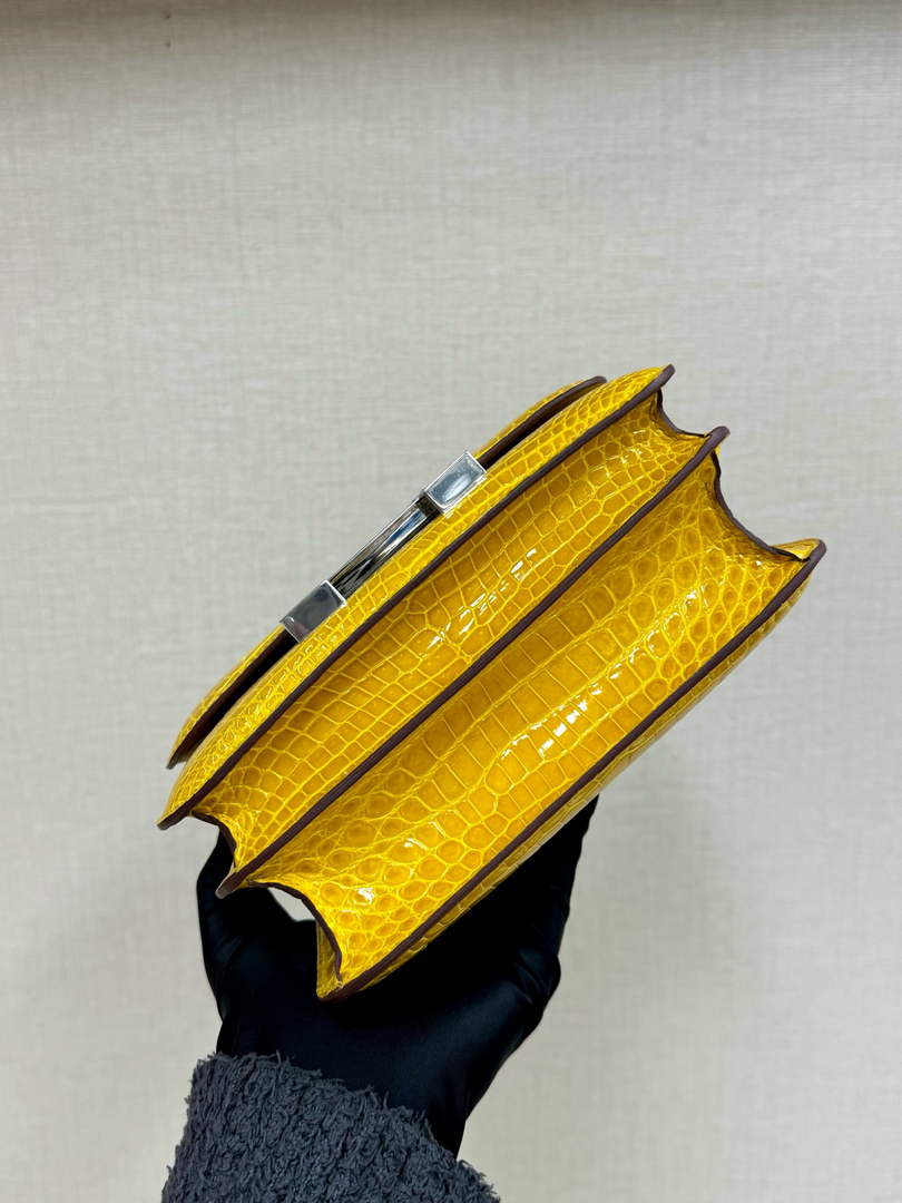 Hermes Constance Crocodile Leather Yellow Silver H282265