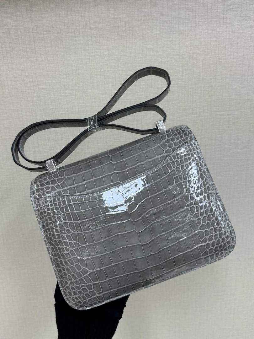Hermes Constance Crocodile Leather Gray Silver H282262