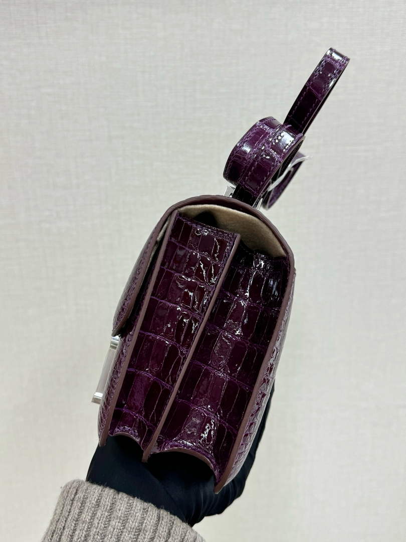 Hermes Constance Crocodile Leather Dark Purple Silver H282270