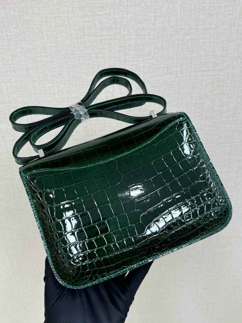 Hermes Constance Crocodile Leather Green Silver H282266