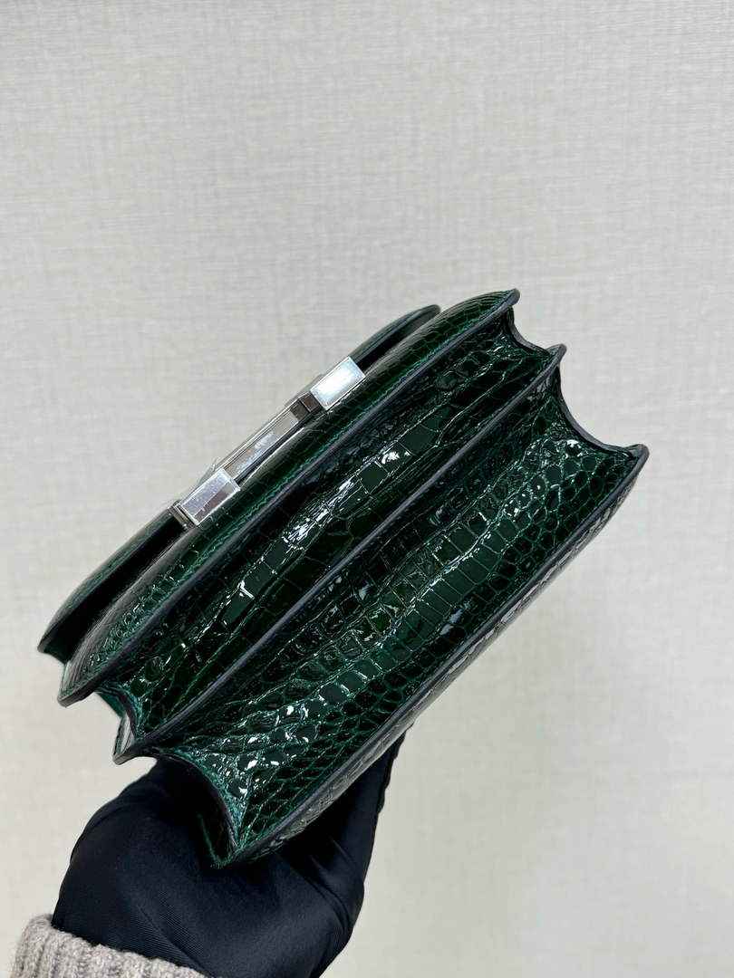 Hermes Constance Crocodile Leather Green Silver H282266