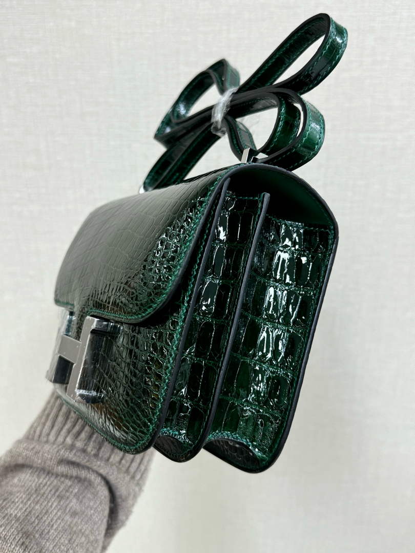 Hermes Constance Crocodile Leather Green Silver H282266