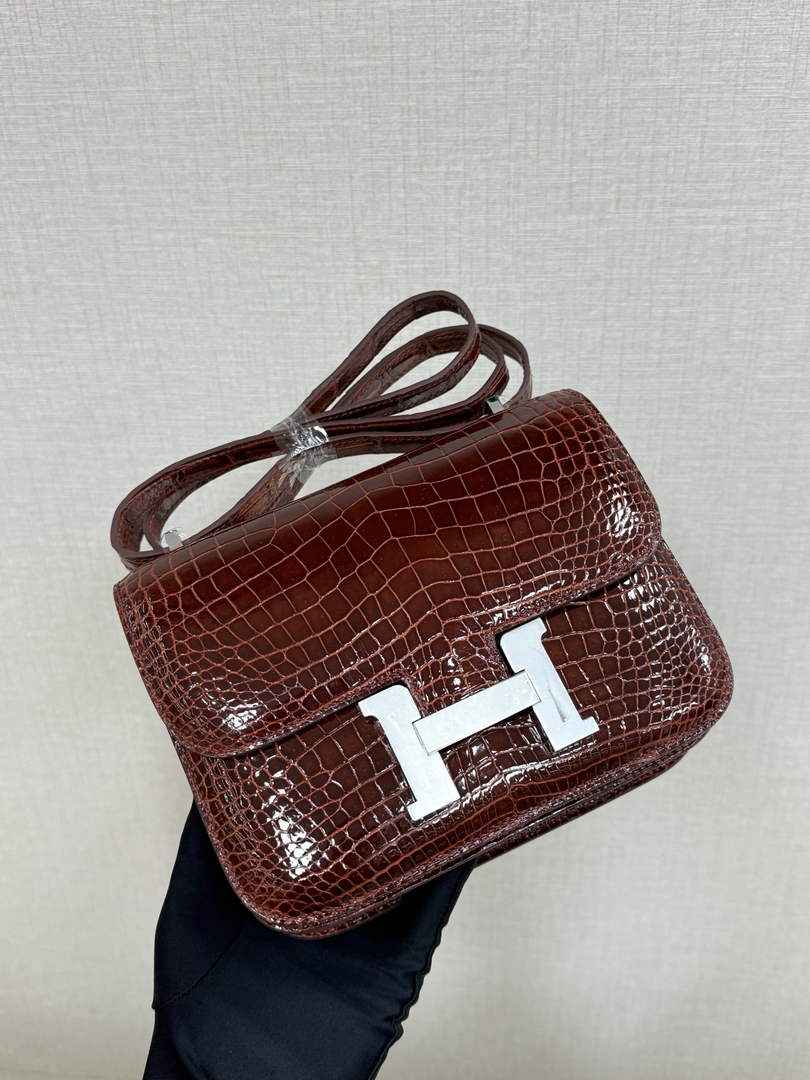 Hermes Constance Crocodile Leather Brown Silver H282269