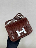 Hermes Constance Crocodile Leather Brown Silver H282269