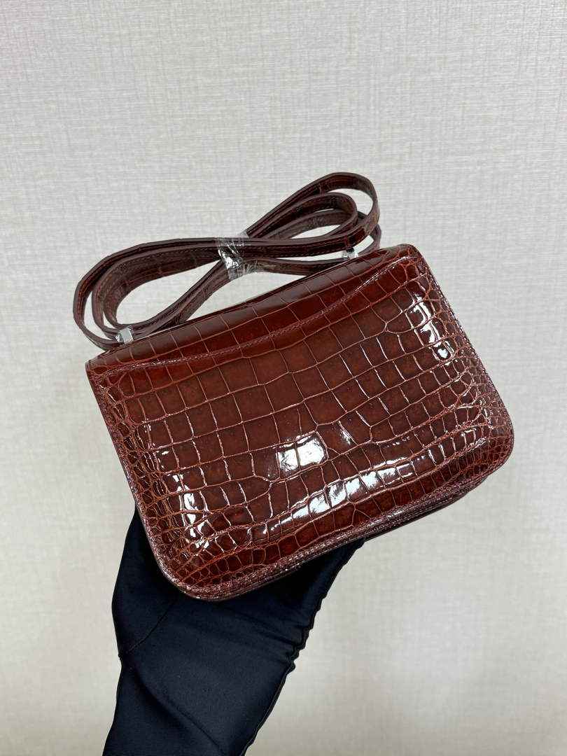 Hermes Constance Crocodile Leather Brown Silver H282269