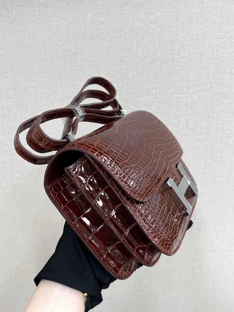 Hermes Constance Crocodile Leather Brown Silver H282269