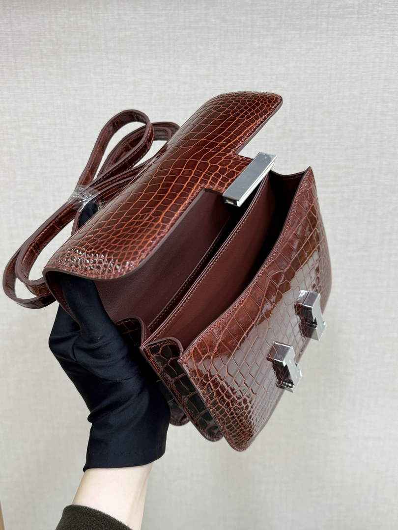 Hermes Constance Crocodile Leather Brown Silver H282269