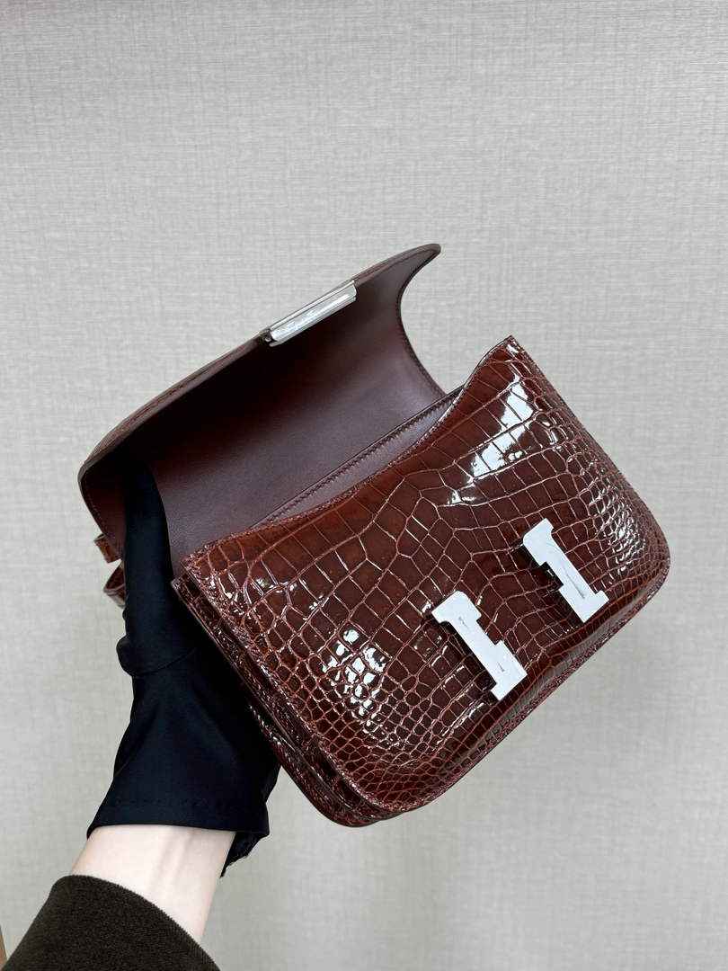 Hermes Constance Crocodile Leather Brown Silver H282269
