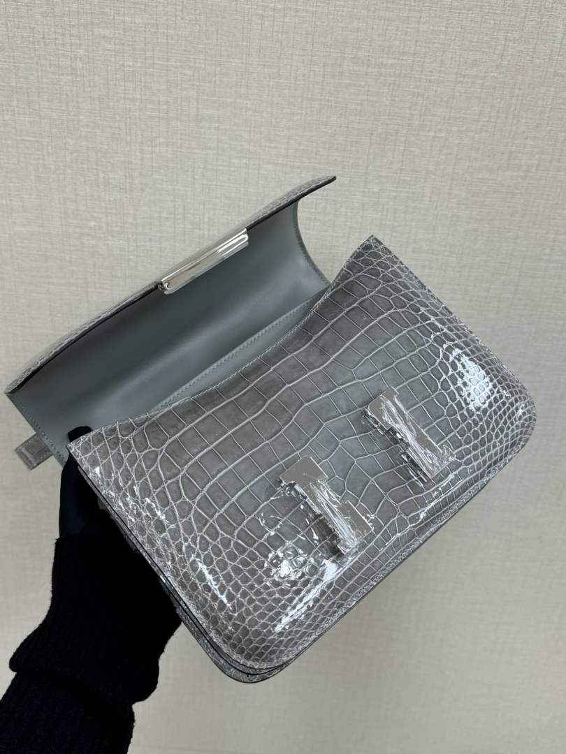 Hermes Constance Crocodile Leather Gray Silver H282262