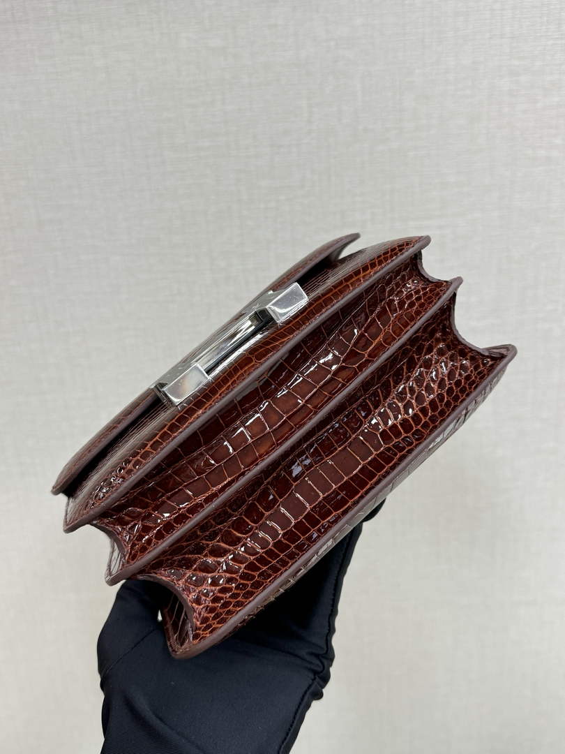 Hermes Constance Crocodile Leather Brown Silver H282269