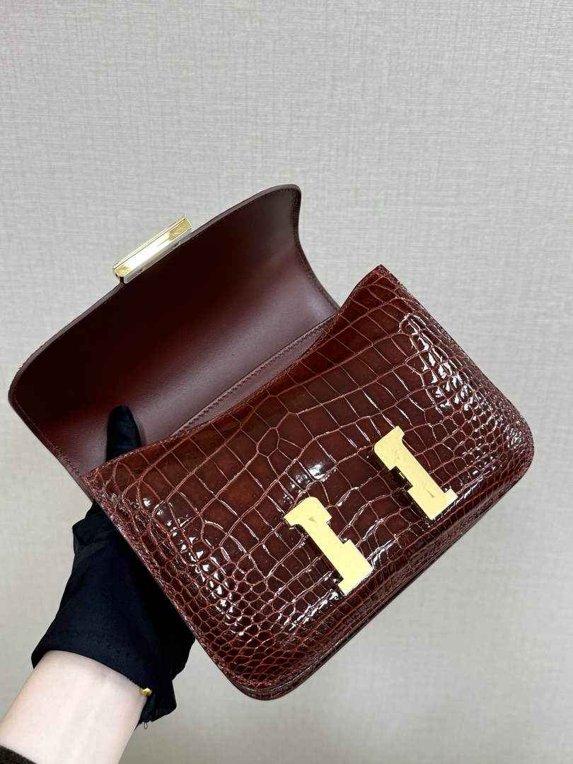 Hermes Constance Crocodile Leather Brown Gold H282268