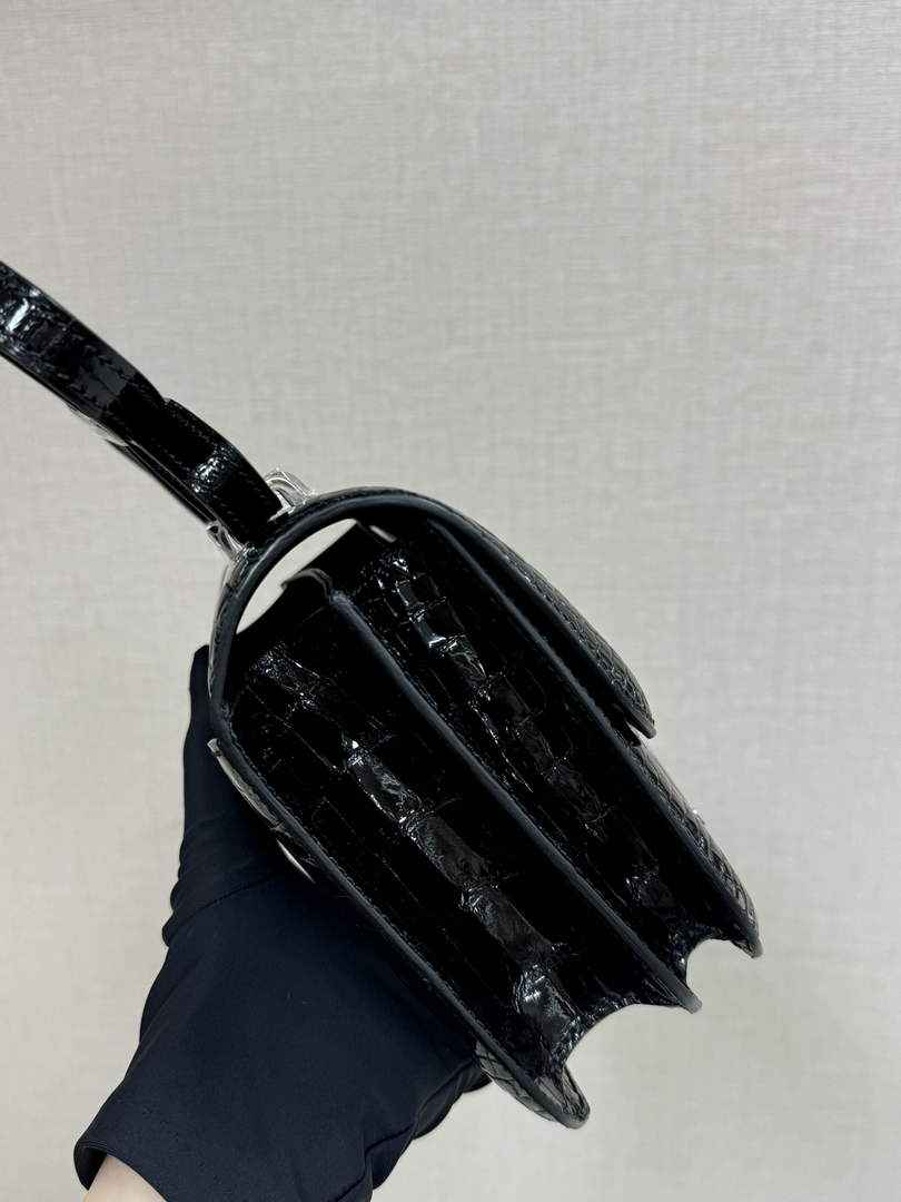 Hermes Constance Crocodile Leather Black Silver H282260