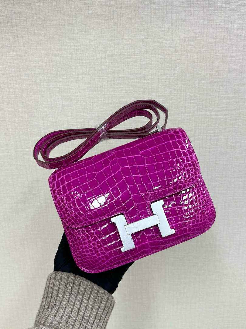 Hermes Constance Crocodile Leather Purple Silver H282272
