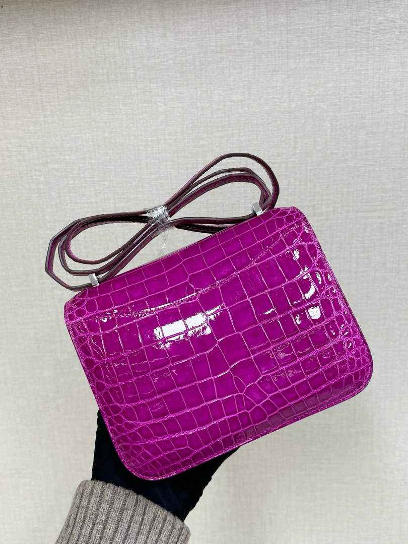 Hermes Constance Crocodile Leather Purple Silver H282272