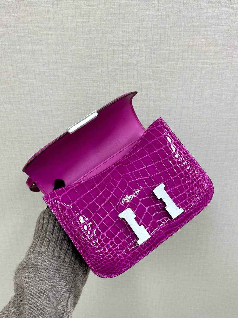 Hermes Constance Crocodile Leather Purple Silver H282272