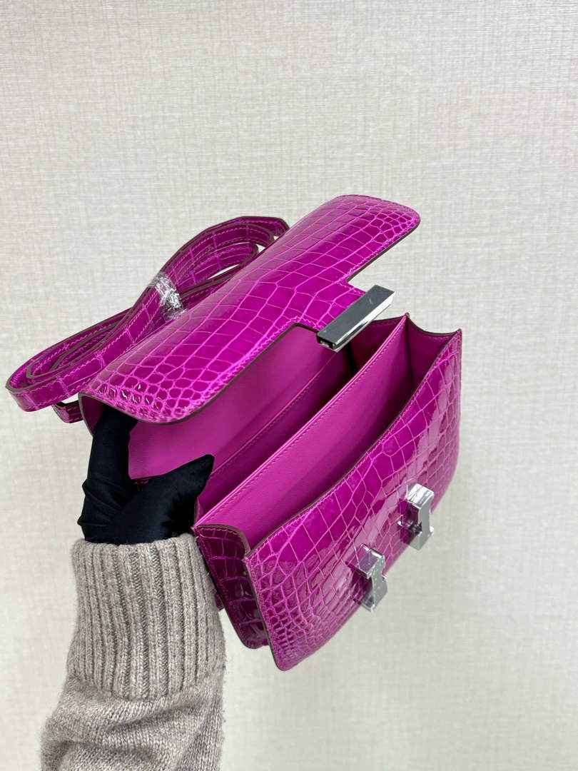 Hermes Constance Crocodile Leather Purple Silver H282272