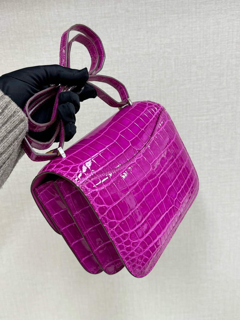 Hermes Constance Crocodile Leather Purple Silver H282272
