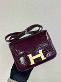 Hermes Constance Crocodile Leather Dark Purple Gold H282271