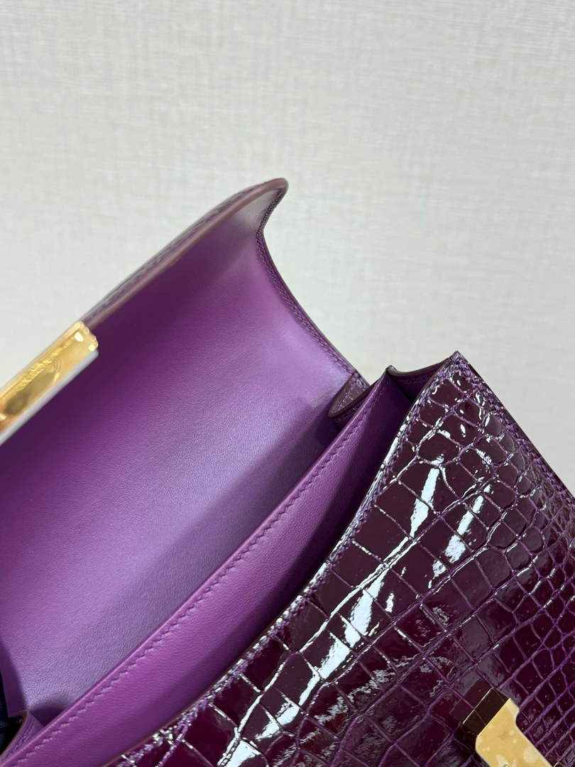 Hermes Constance Crocodile Leather Dark Purple Gold H282271