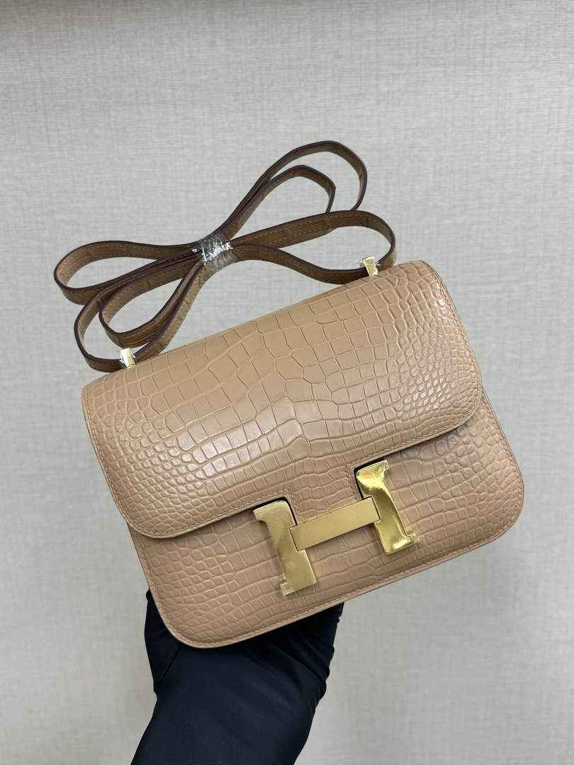 Hermes Constance Crocodile Leather Apricot Gold H282273