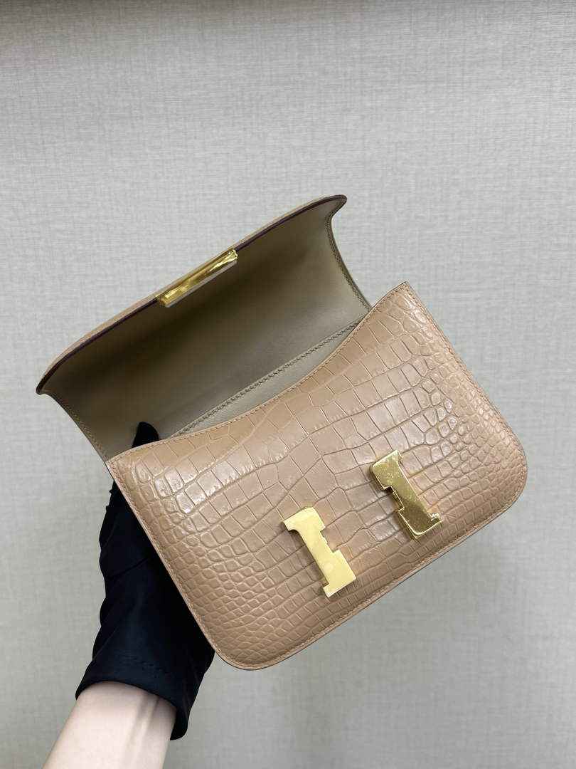 Hermes Constance Crocodile Leather Apricot Gold H282273