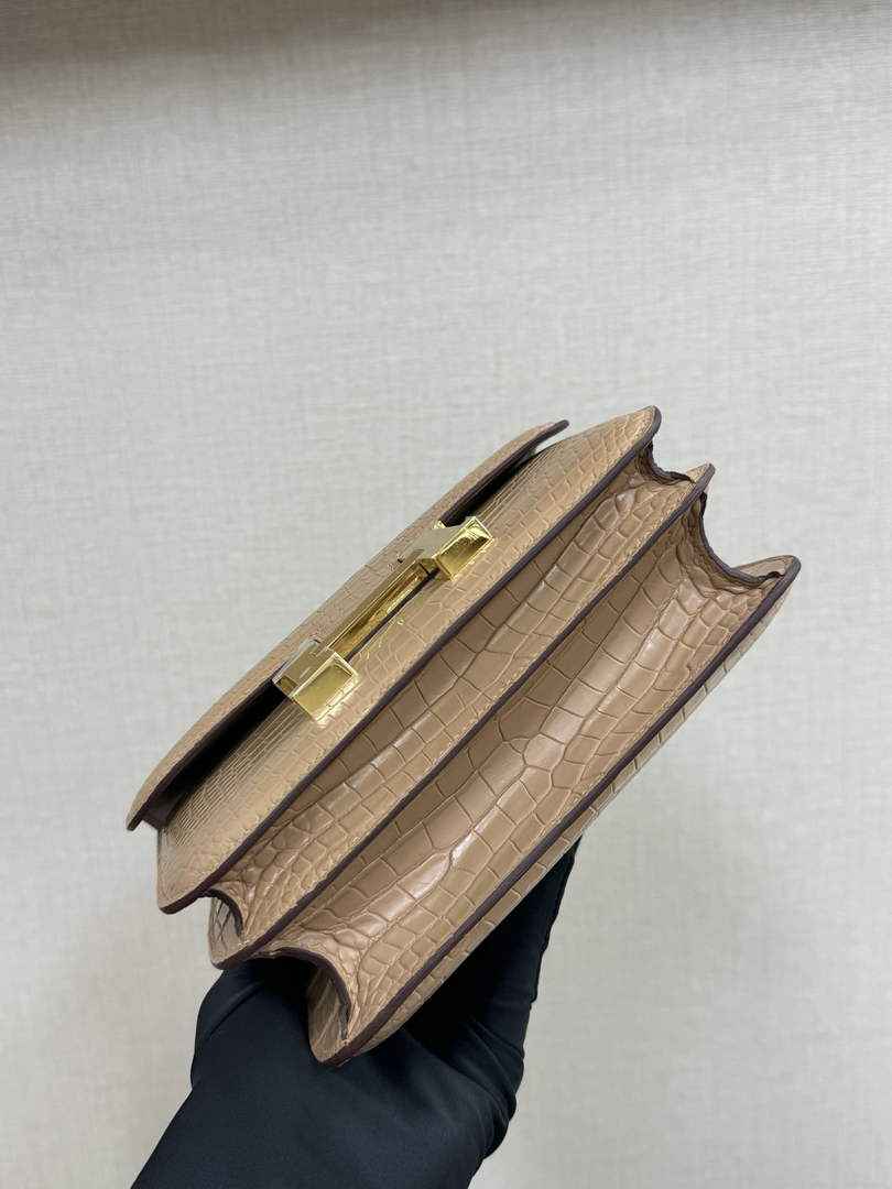 Hermes Constance Crocodile Leather Apricot Gold H282273