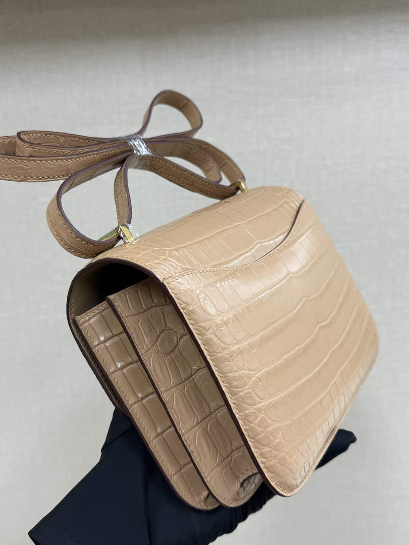 Hermes Constance Crocodile Leather Apricot Gold H282273