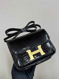 Hermes Constance Crocodile Leather Black Gold H282261