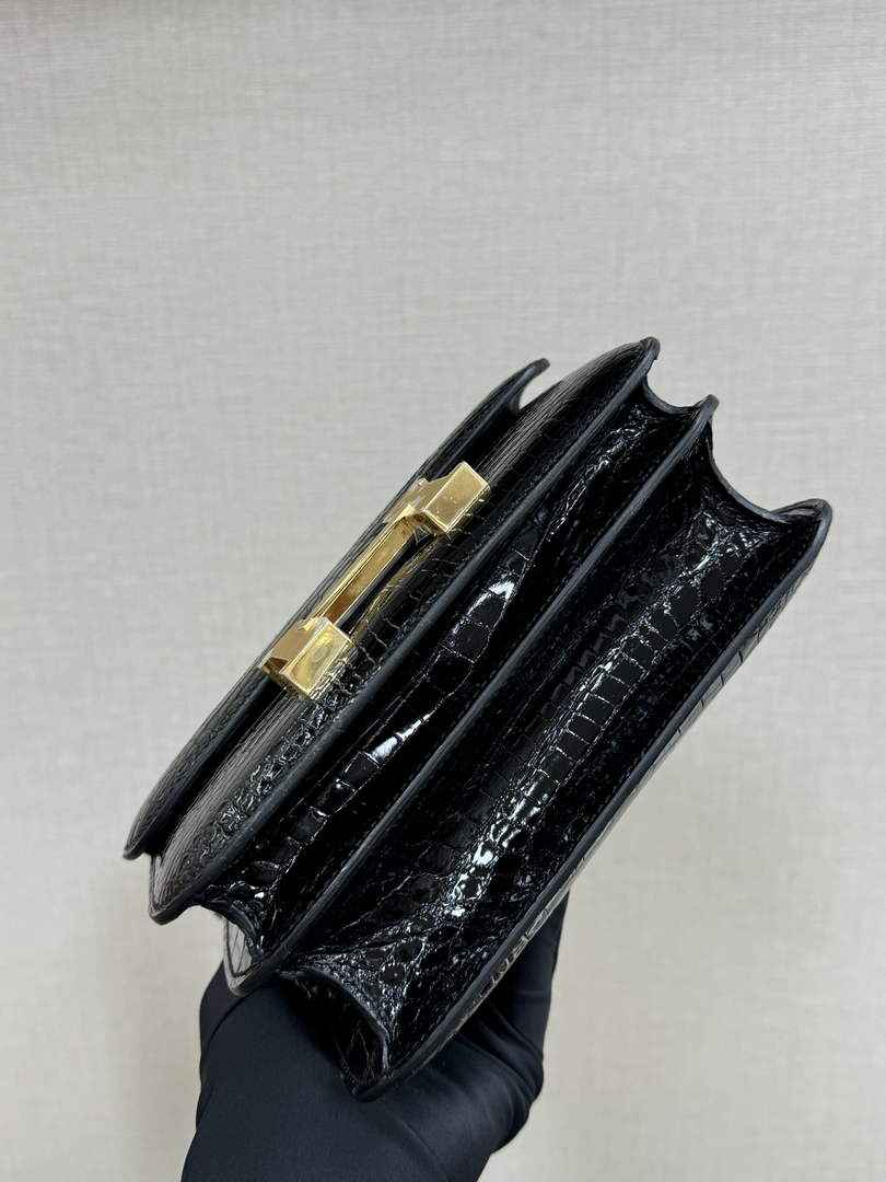 Hermes Constance Crocodile Leather Black Gold H282261