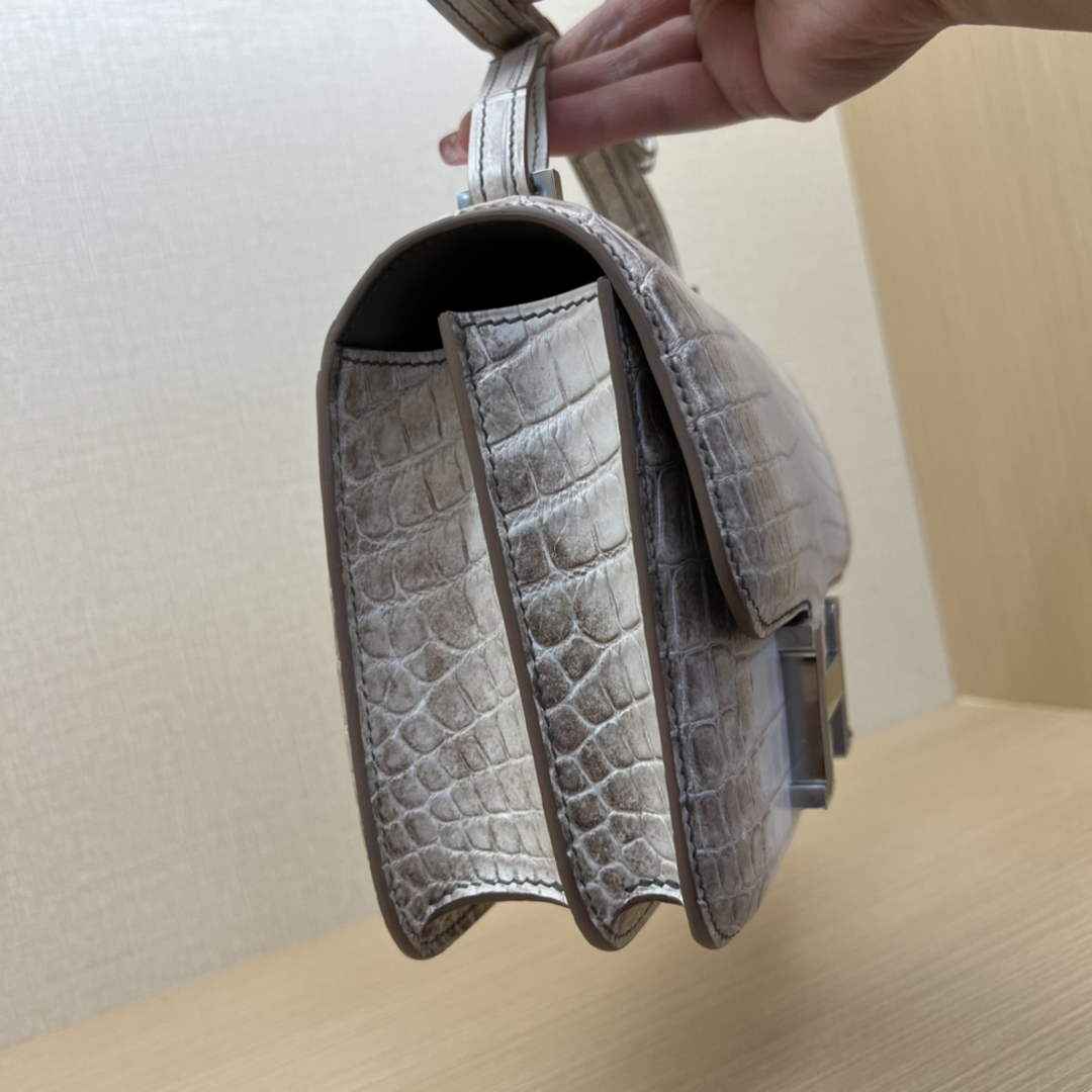 Hermes Constance Crocodile Leather Bag Beige Silver H282280