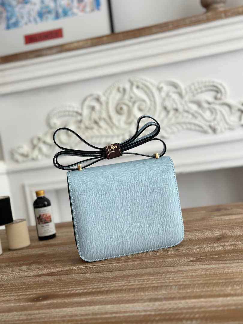 Hermes Constance Epsom Leather 19cm Light Blue Gold H082213