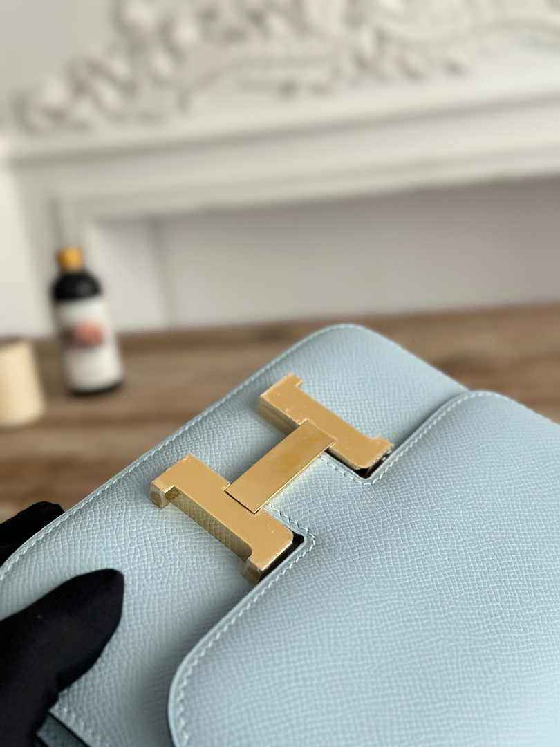 Hermes Constance Epsom Leather 19cm Light Blue Gold H082213