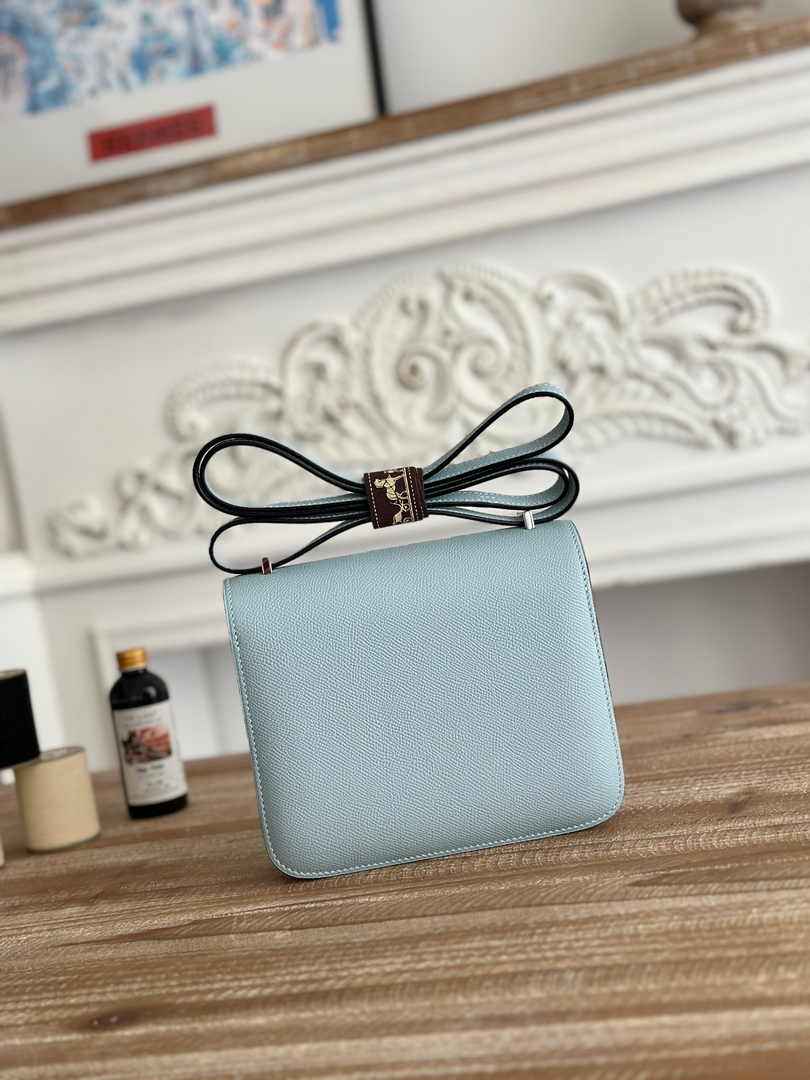 Hermes Constance Epsom Leather 19cm Light Blue Silver H082212