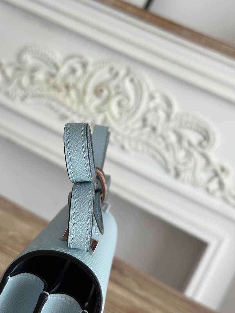 Hermes Constance Epsom Leather 19cm Light Blue Silver H082212