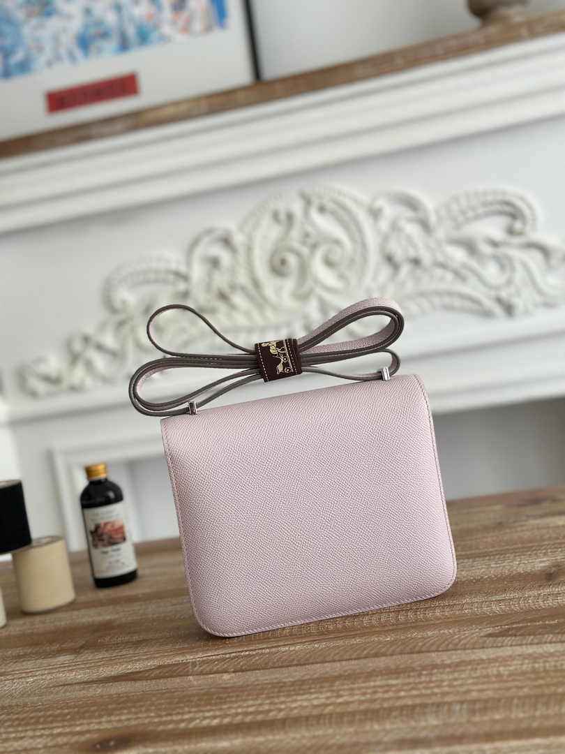 Hermes Constance Epsom Leather 19cm Light Pink Silver H082214