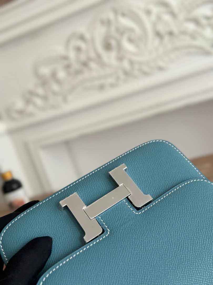 Hermes Constance Epsom Leather 19cm Dark Blue Silver H082216