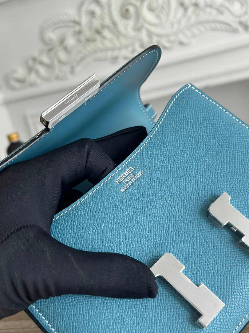 Hermes Constance Epsom Leather 19cm Dark Blue Silver H082216