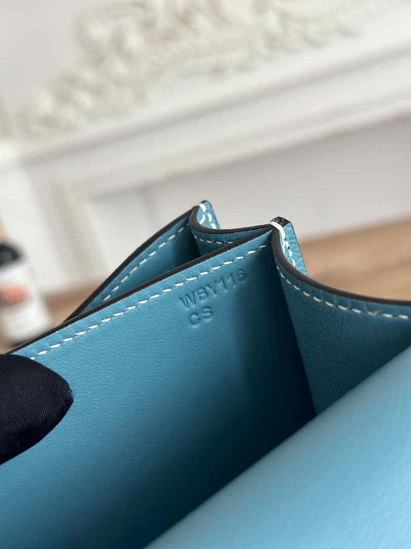 Hermes Constance Epsom Leather 19cm Dark Blue Silver H082216
