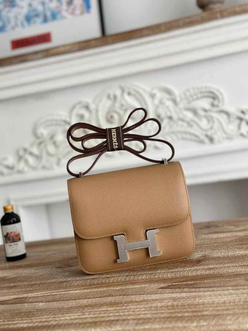Hermes Constance Epsom Leather 19cm Tan Silver H082218