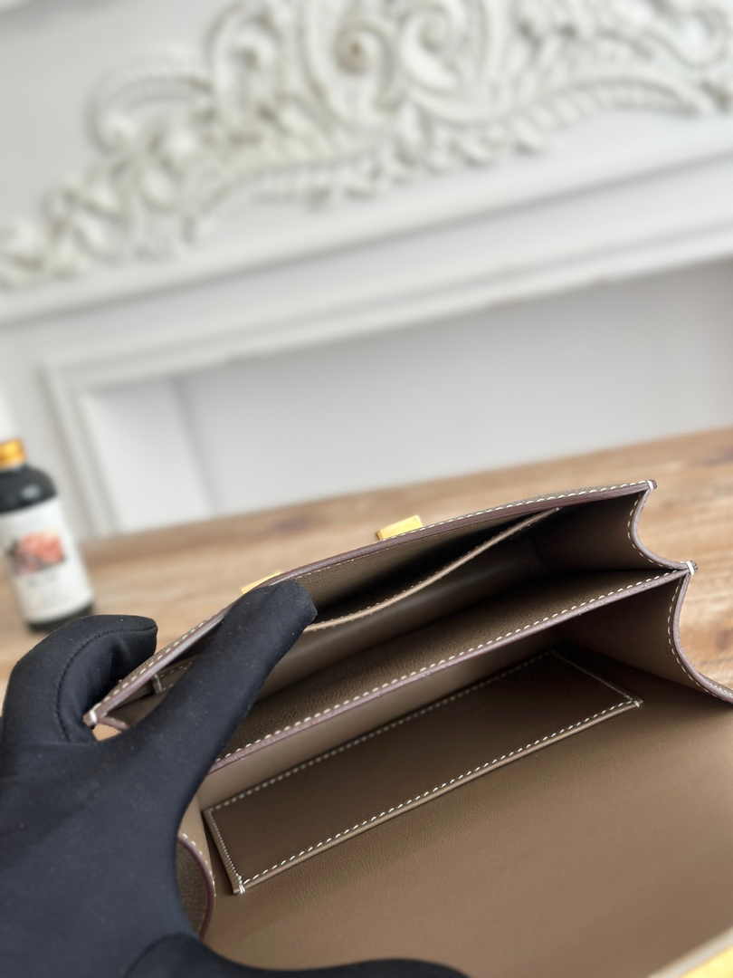 Hermes Constance Epsom Leather 19cm Dark Gray Gold H082229