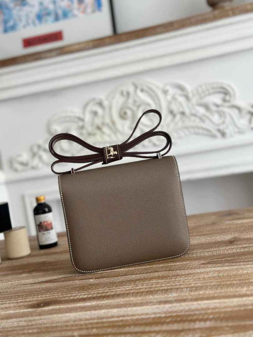 Hermes Constance Epsom Leather 19cm Dark Gray Silver H082228