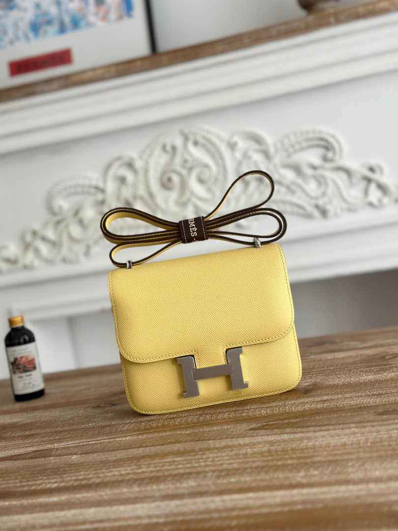 Hermes Constance Epsom Leather 19cm Yellow Silver H082222
