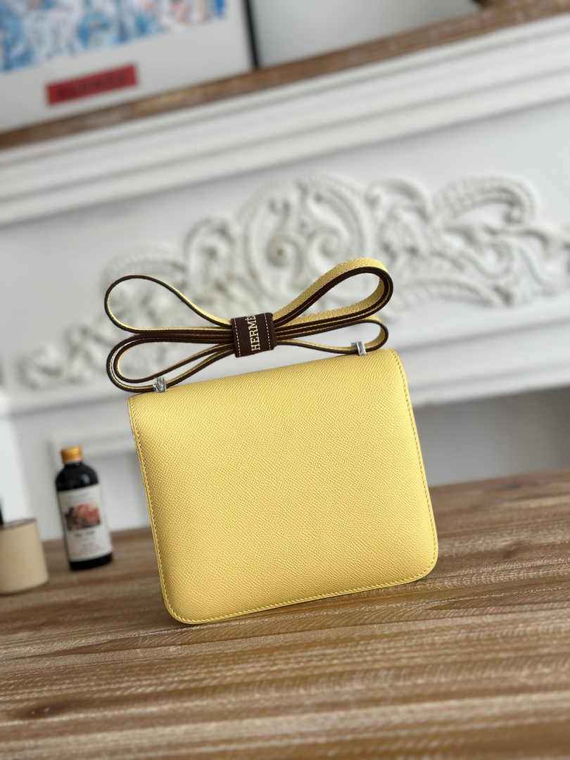 Hermes Constance Epsom Leather 19cm Yellow Silver H082222