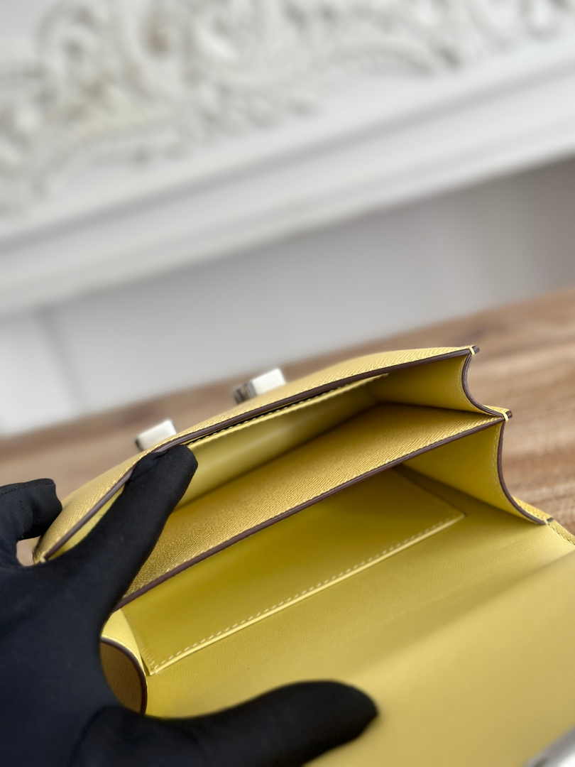 Hermes Constance Epsom Leather 19cm Yellow Silver H082222